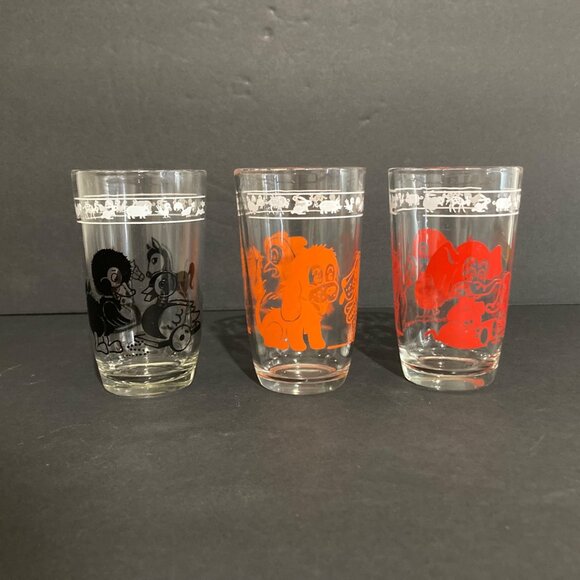 Vintage Kraft Swanky Swig Kiddie Cups Animal Juice Glasses Set of 3 - Picture 2 of 4